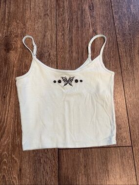 Hollister baby blue  Cami with Black Butterfly Embroidery
